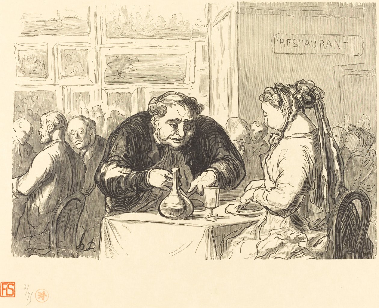 Ved billedkunstudstillingens buffet af Etienne after Honoré Daumier