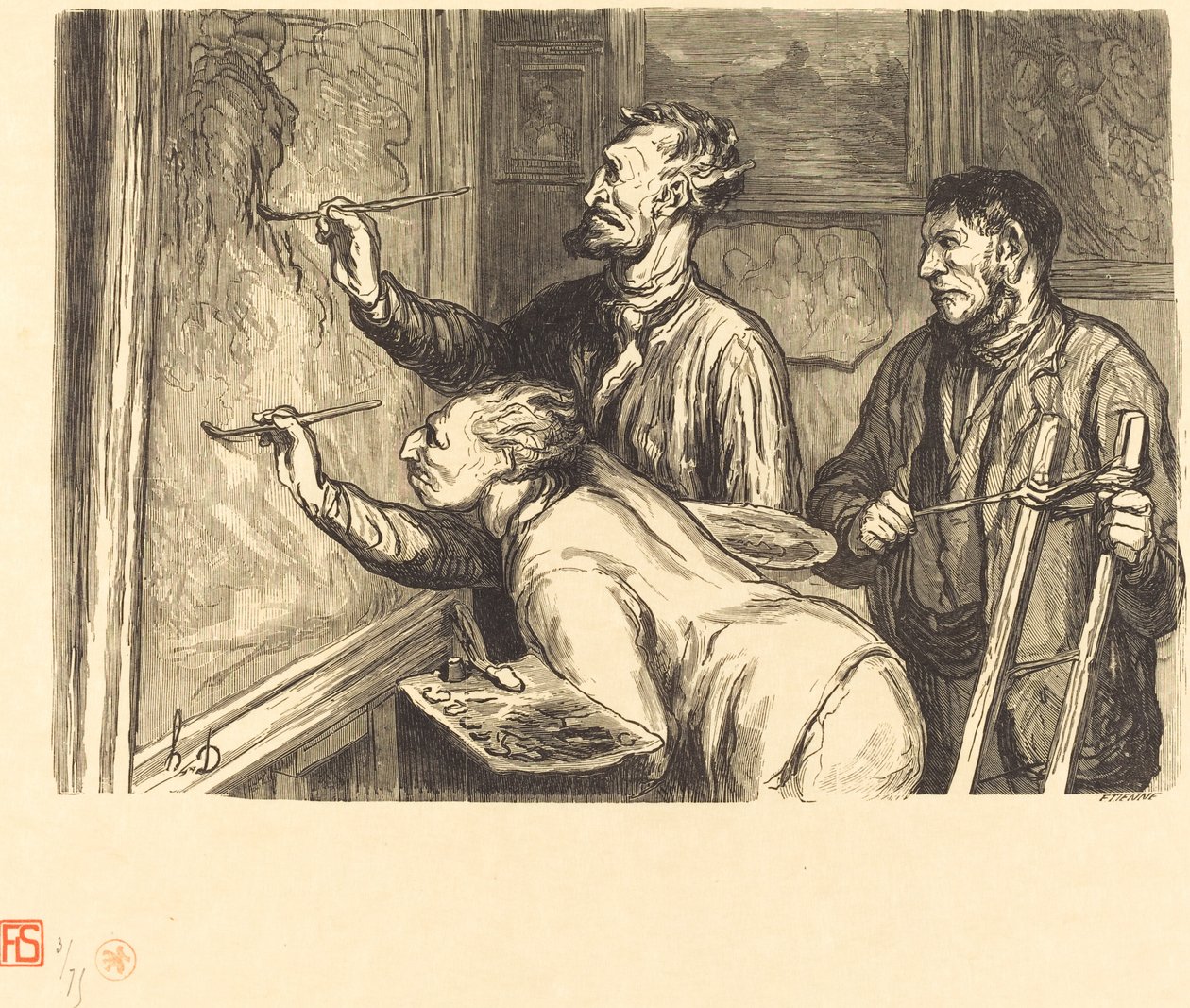 1868 Maleriudstilling - Det sidste penselstrøg af Etienne after Honoré Daumier
