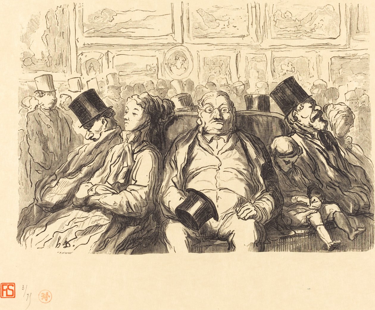 Udstilling af Fine Arts - I salon carre - Et øjebliks hvile af Etienne after Honoré Daumier