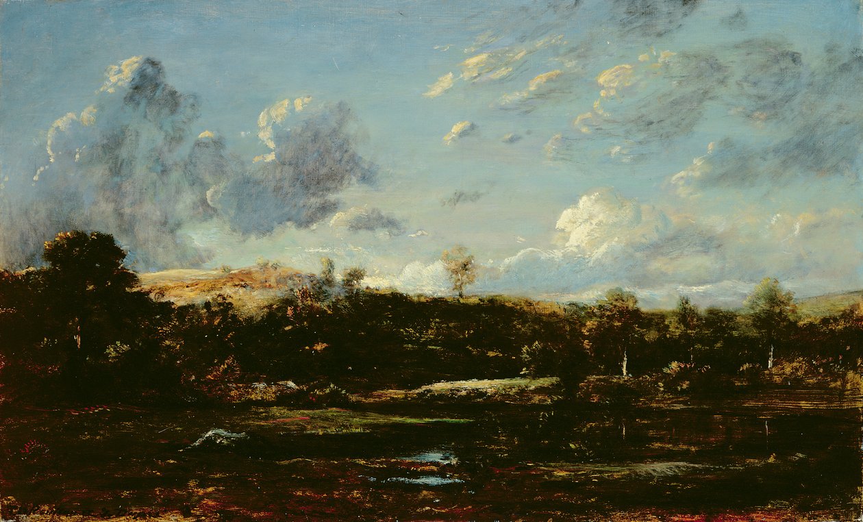 In the Landes (olie på lærred) af Etienne and Dupre Jules  Rousseau