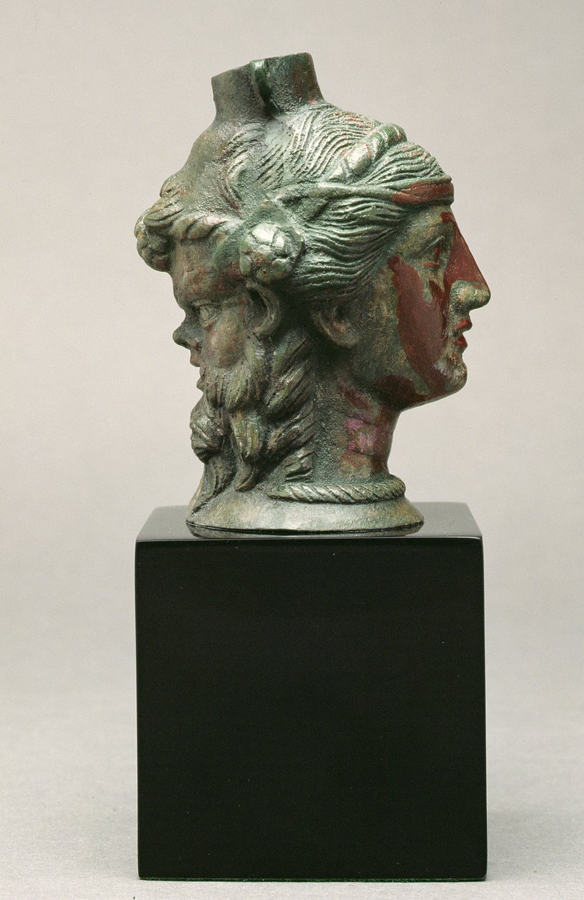 Bronzebalsamarium i form af en satyr og maenade, etruskisk, 3. århundrede f.Kr. (bronze) af Etruscan