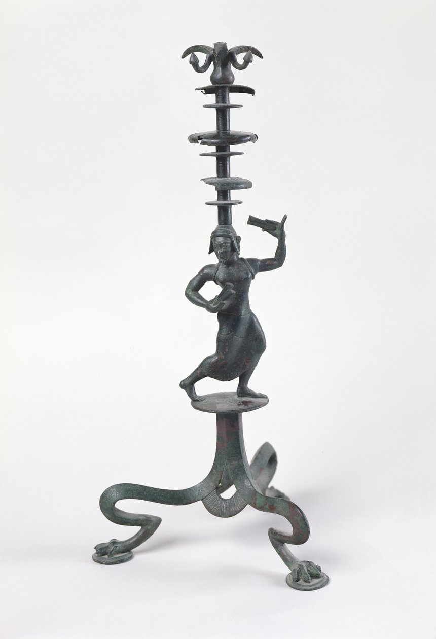 Kandelaber med en danser med kastanjetter (bronze) af Etruscan