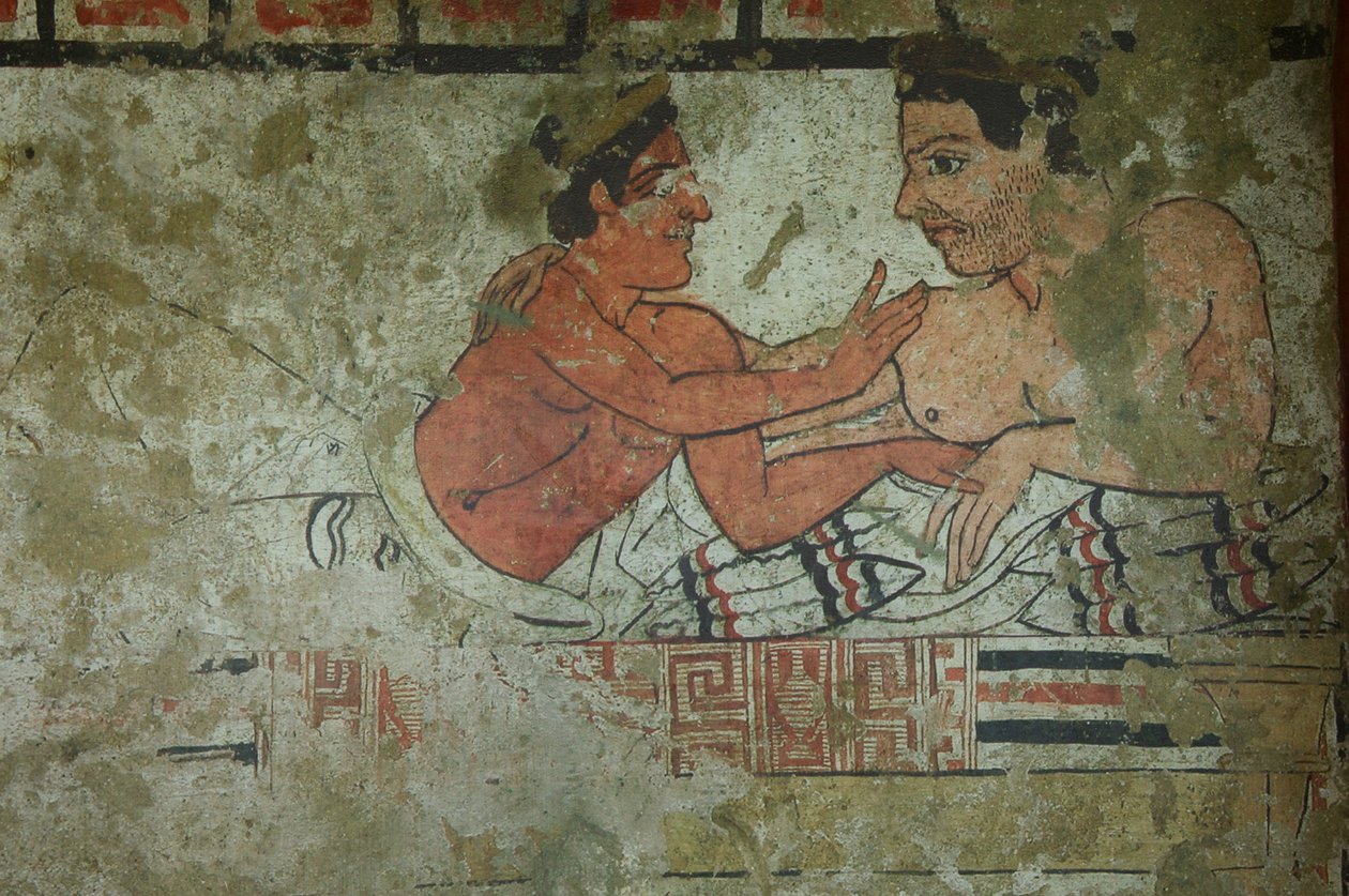 Detalje af et vægmaleri fra Tomb of the Infernal Quadriga vægmaleri af Etruscan
