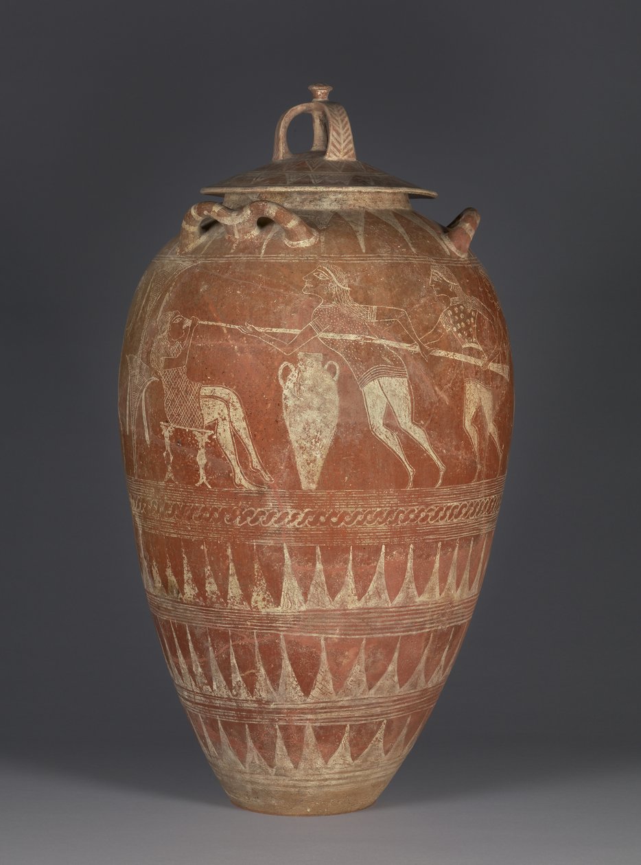 Etruskiske pithos med låg med blænding af Polyphemos, 650-25 f.Kr. (terracotta) af Etruscan