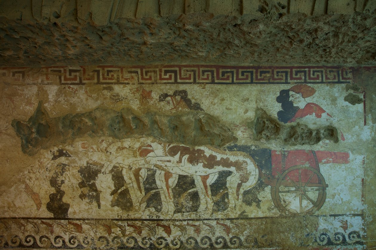 Maleri fra den infernalske kvadrigas grav (vægmaleri) af Etruscan