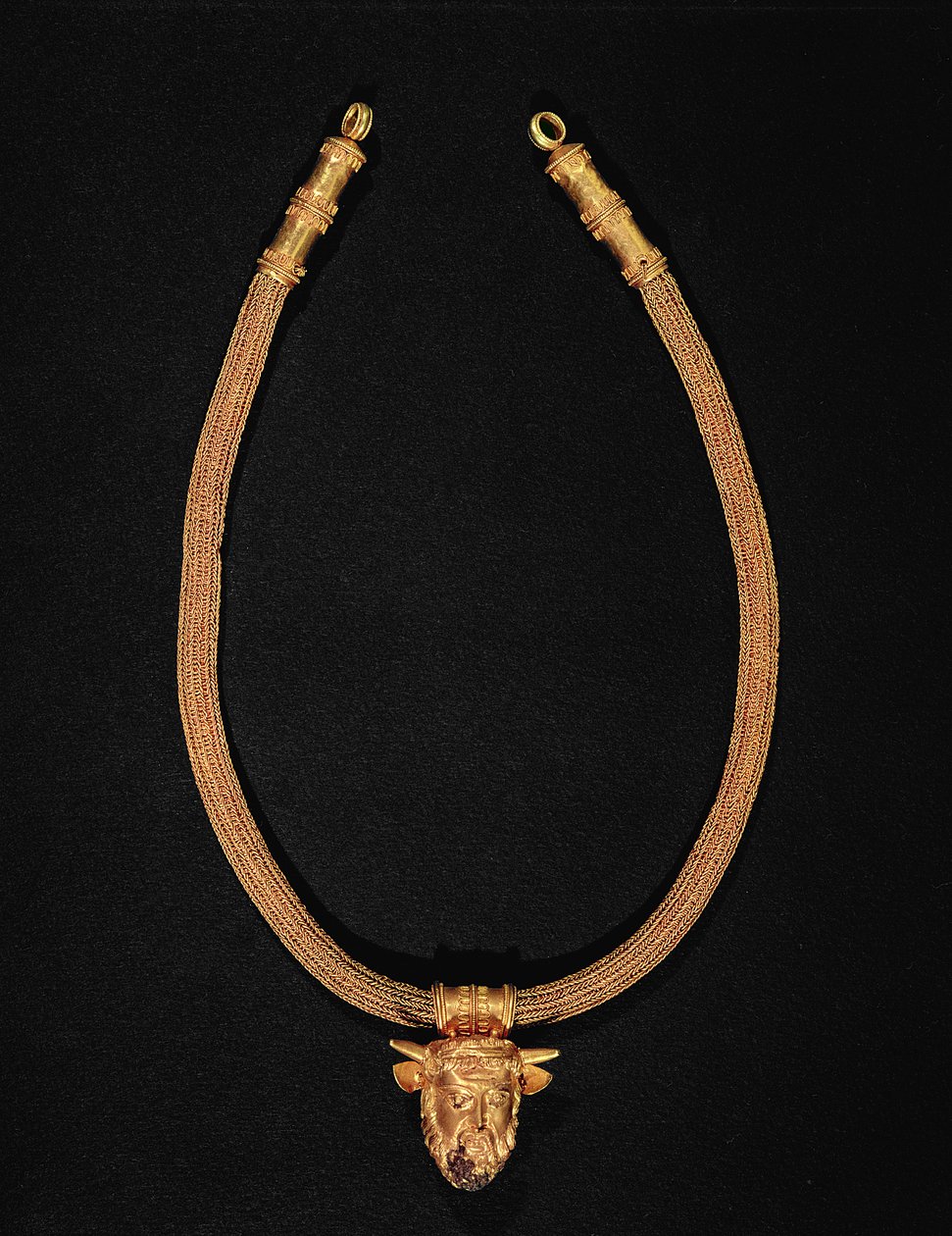 Halskæde med et menneskehoved vedhæng (guld) af Etruscan