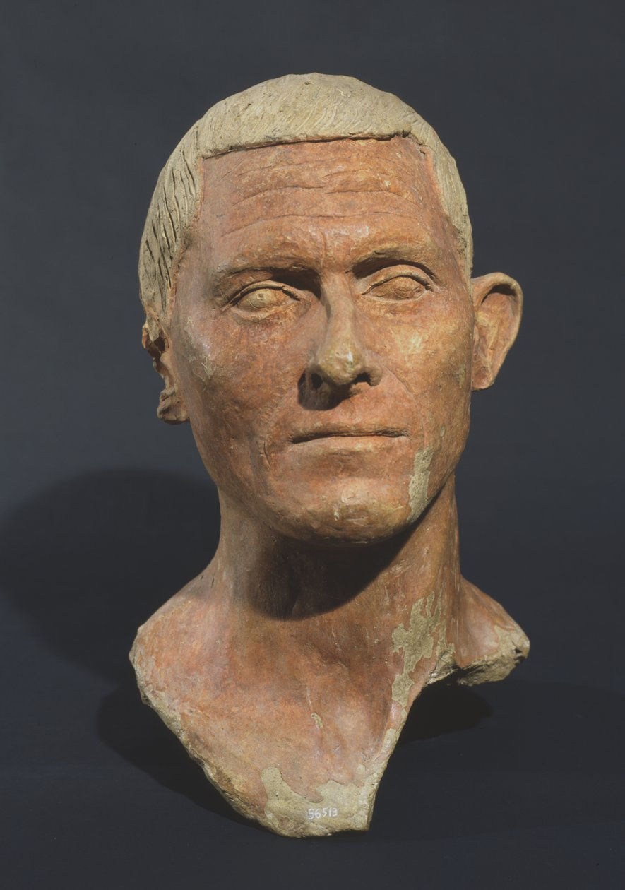 Portræt af en mand, fra Manganello, Caere, Italien (keramik med rødt pigment) af Etruscan