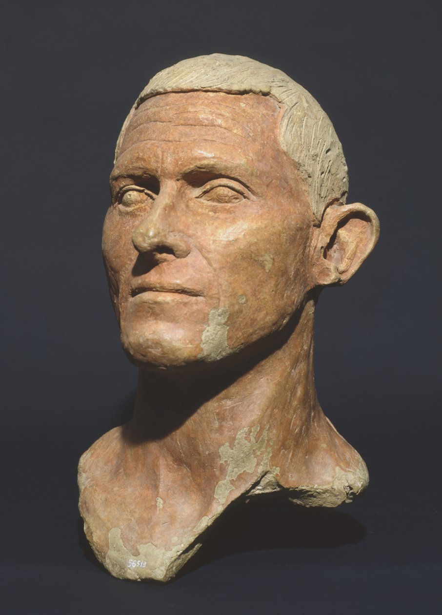 Portræt af en mand, fra Manganello, Caere, Italien (keramik med rødt pigment) af Etruscan