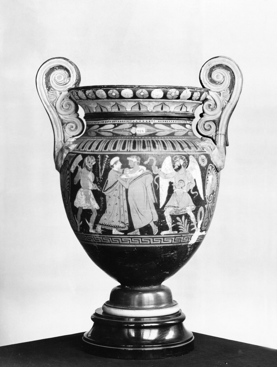 Rød-figur amfora, der skildrer adskillelsen af Alcestis og Admetus (keramik) af Etruscan