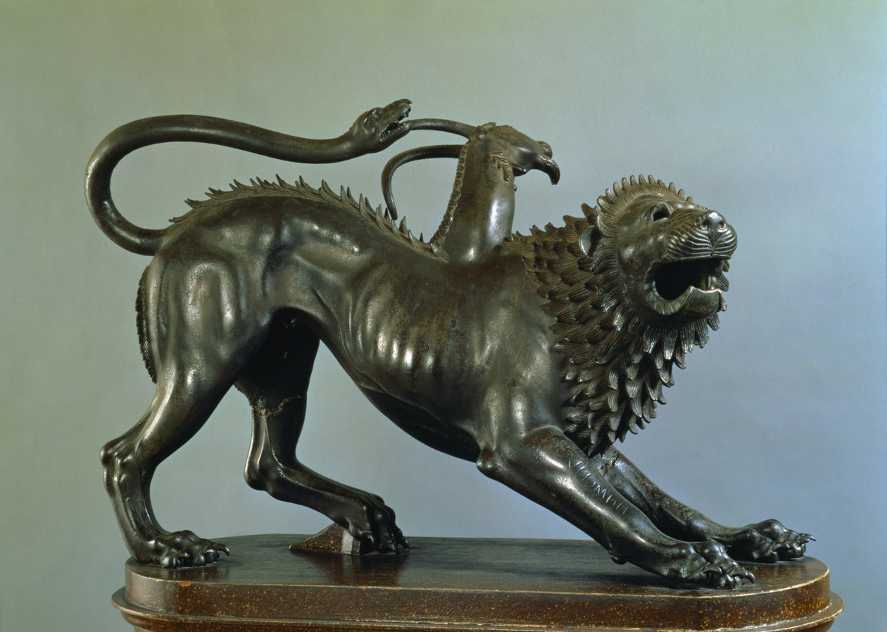 The Wounded Chimera of Bellerophon (bronze) (for detaljer se 104199) af Etruscan
