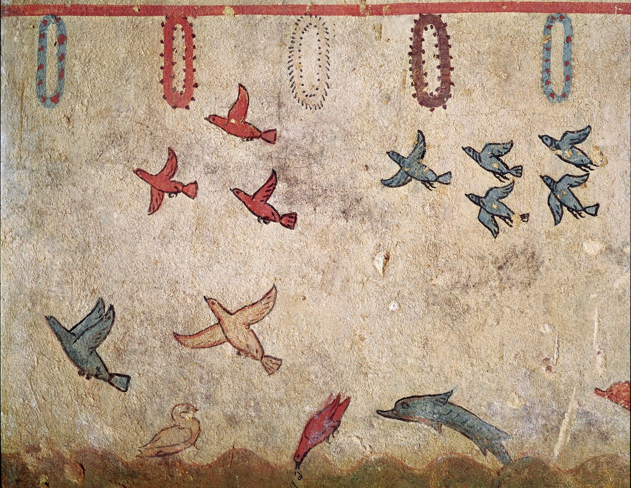 En fugls flugt (Detalje af fresco, 530 f.Kr.) af Etruscan