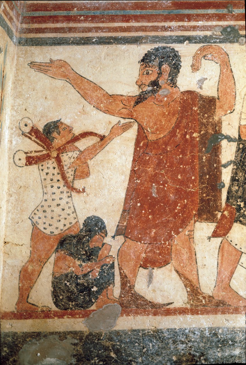 En karakter kan være kampens dommer. (Detalje af freskomaleri, 530 f.Kr.) af Etruscan