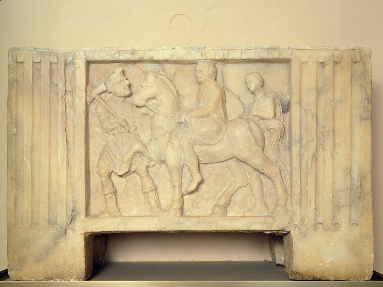Alabasturne med den afdøde ridende til underverdenen, 9.-1. århundrede f.Kr. (alabaster) af Etruscan