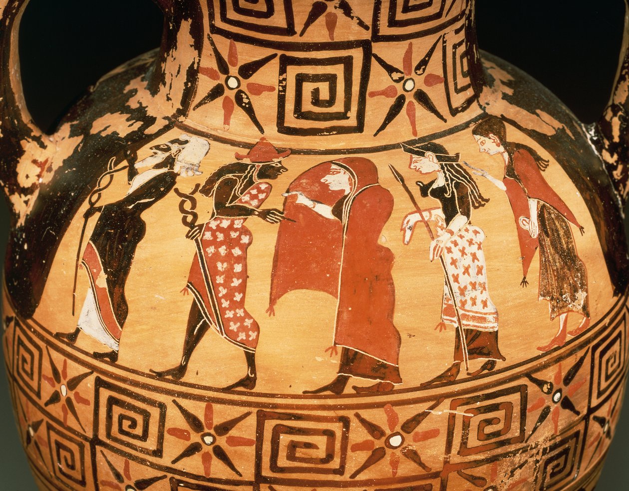 Sort-figur amfora, der forestiller dommen i Paris (keramik) af Etruscan