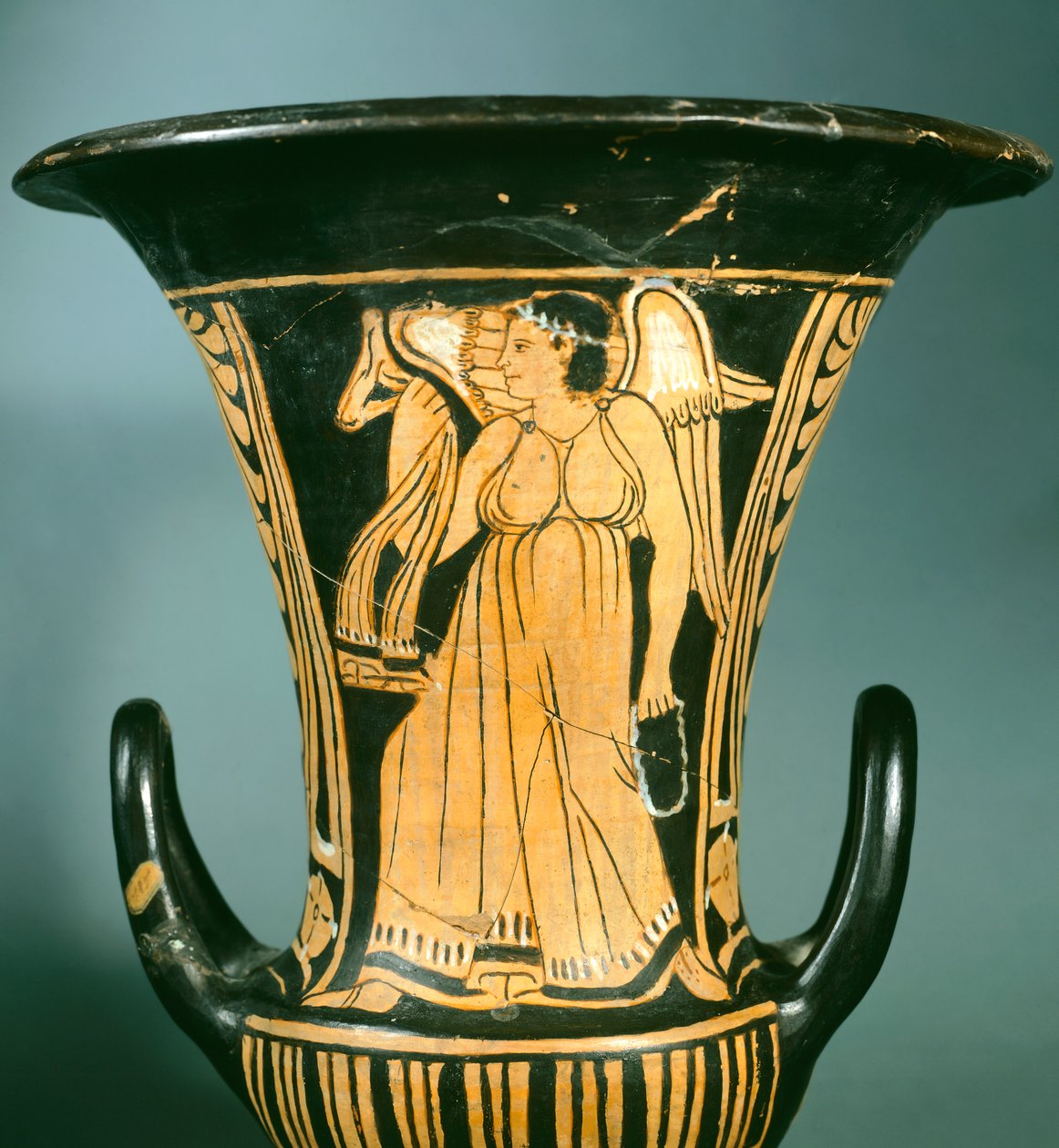 Calyx-krater (stor vase) af Berkeley-maleren, der viser en bevinget ånd. Etruskisk civilisation, 4. århundrede f.Kr. af Etruscan