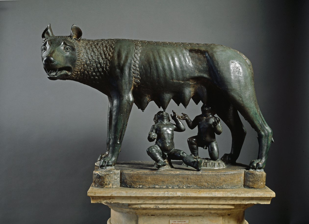 Capitoline Wolf (bronzeskulptur, 500 f.Kr.) af Etruscan