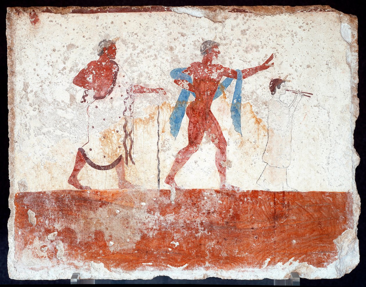 Etruskisk kunst: en ung efebe, en musiker og en ceremonimester. Fresko af "dykkerens" grav. Fra Paestums sydlige kirkegård. 480-470 f.Kr. Museo Archeologico Nazionale, Paestum af Etruscan