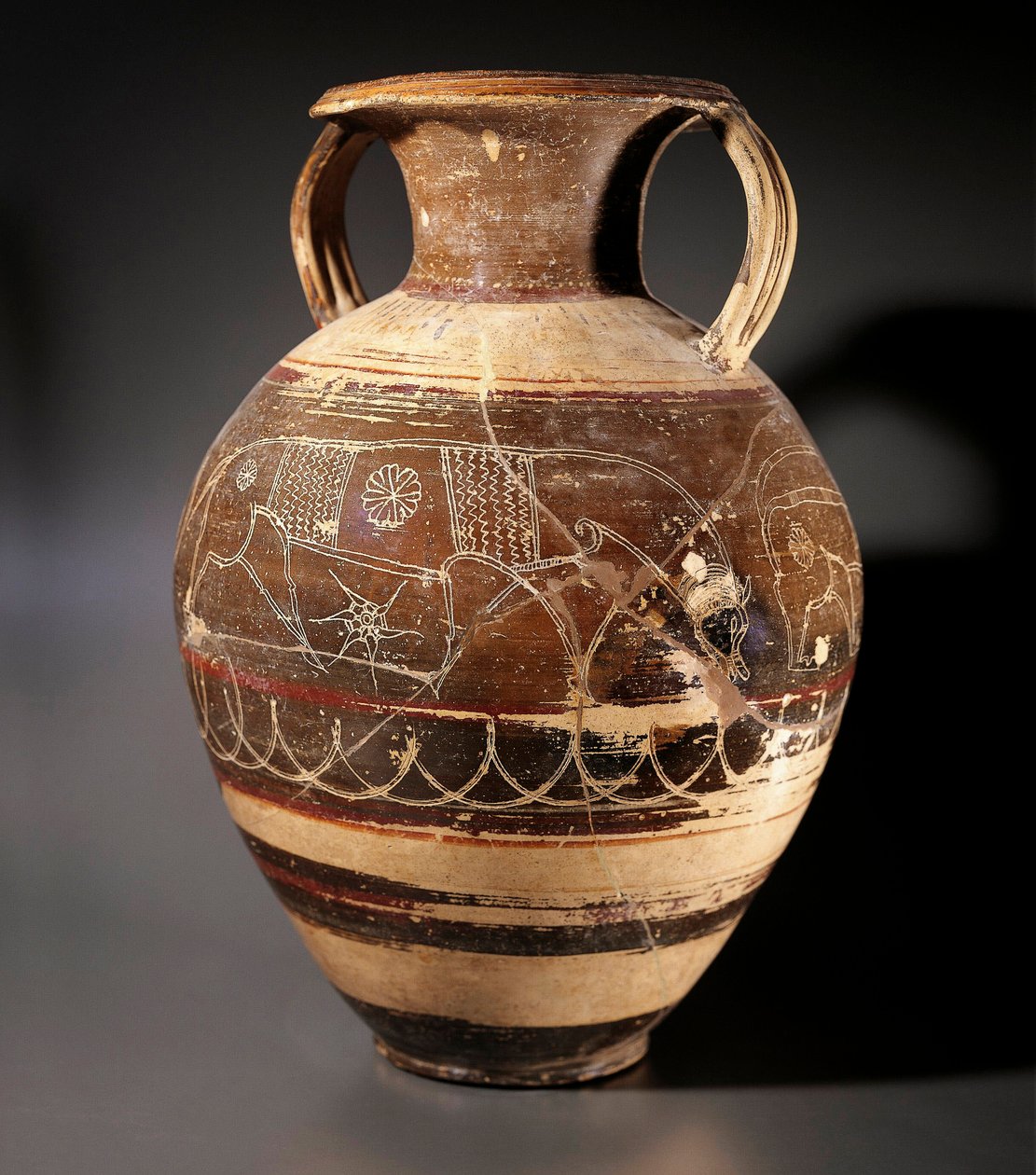 Etruskisk kunst: amfora dekoreret af maleren af Cappi af Etruscan