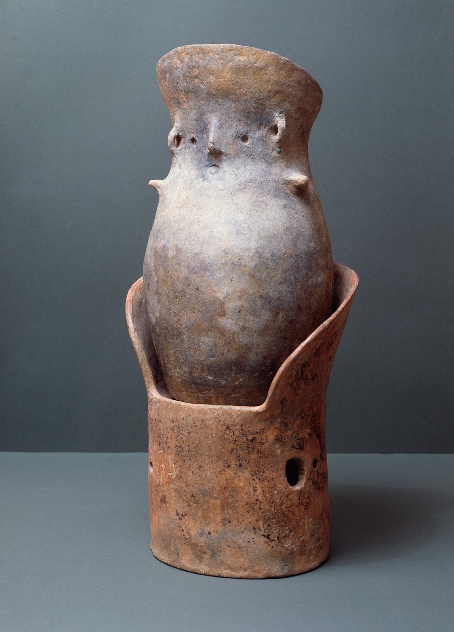 Etruskisk civilisation, begravelsesritual: formet overdækkede ossuarium, 8. århundrede f.Kr. Fra stedet for Bisenzio af Etruscan