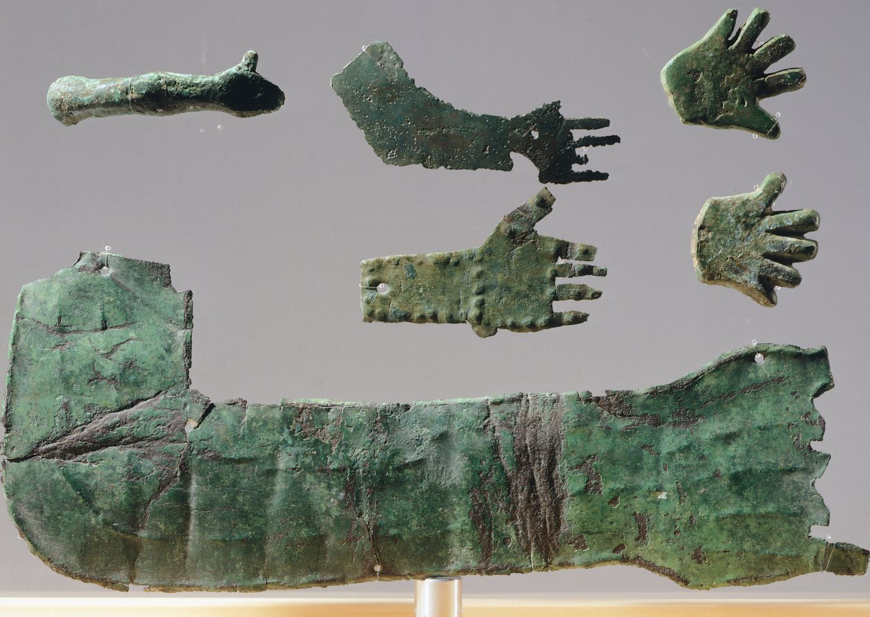 Ex-voto i bronzeplade, der forestiller de øvre lemmer. Artefakter fra genstandene fra helligdommen Reithia Este (Venetien). Etruskisk civilisation, 5.-4. århundrede f.Kr. af Etruscan
