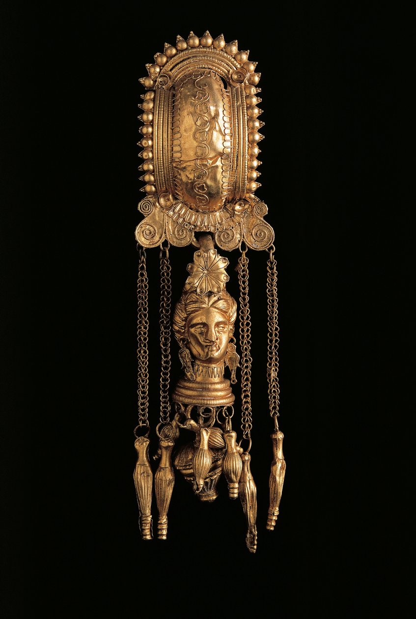 Guldørering med vedhæng, fra Todi, Perugia-provinsen, Italien af Etruscan