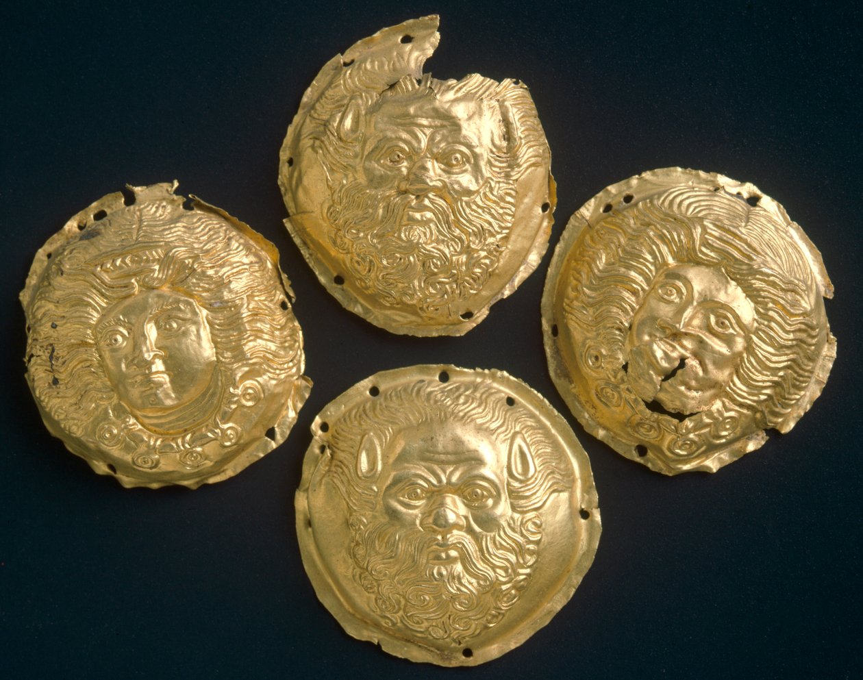 Guld nitter, fra Todi (Umbria). Etruskisk civilisation, 4. århundrede f.Kr. af Etruscan