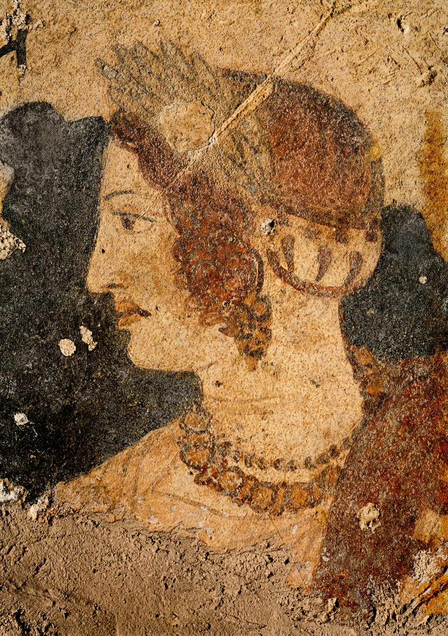 Hovedet af en ung kvinde, Velia, fra Orcus grav (vægmaleri) af Etruscan