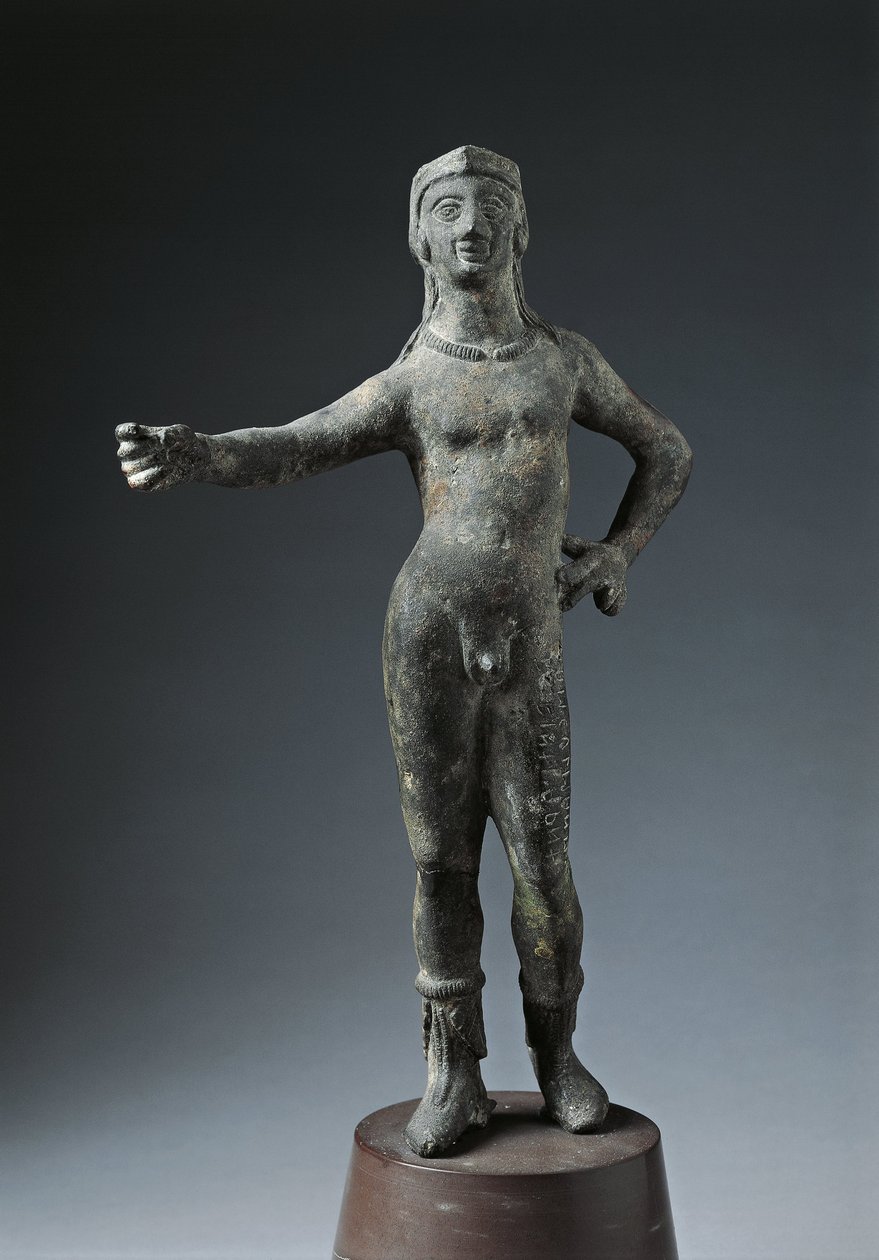 Italien, Arezzo-provinsen, Cortona, Bronzestatue af Gud Culsans af Etruscan