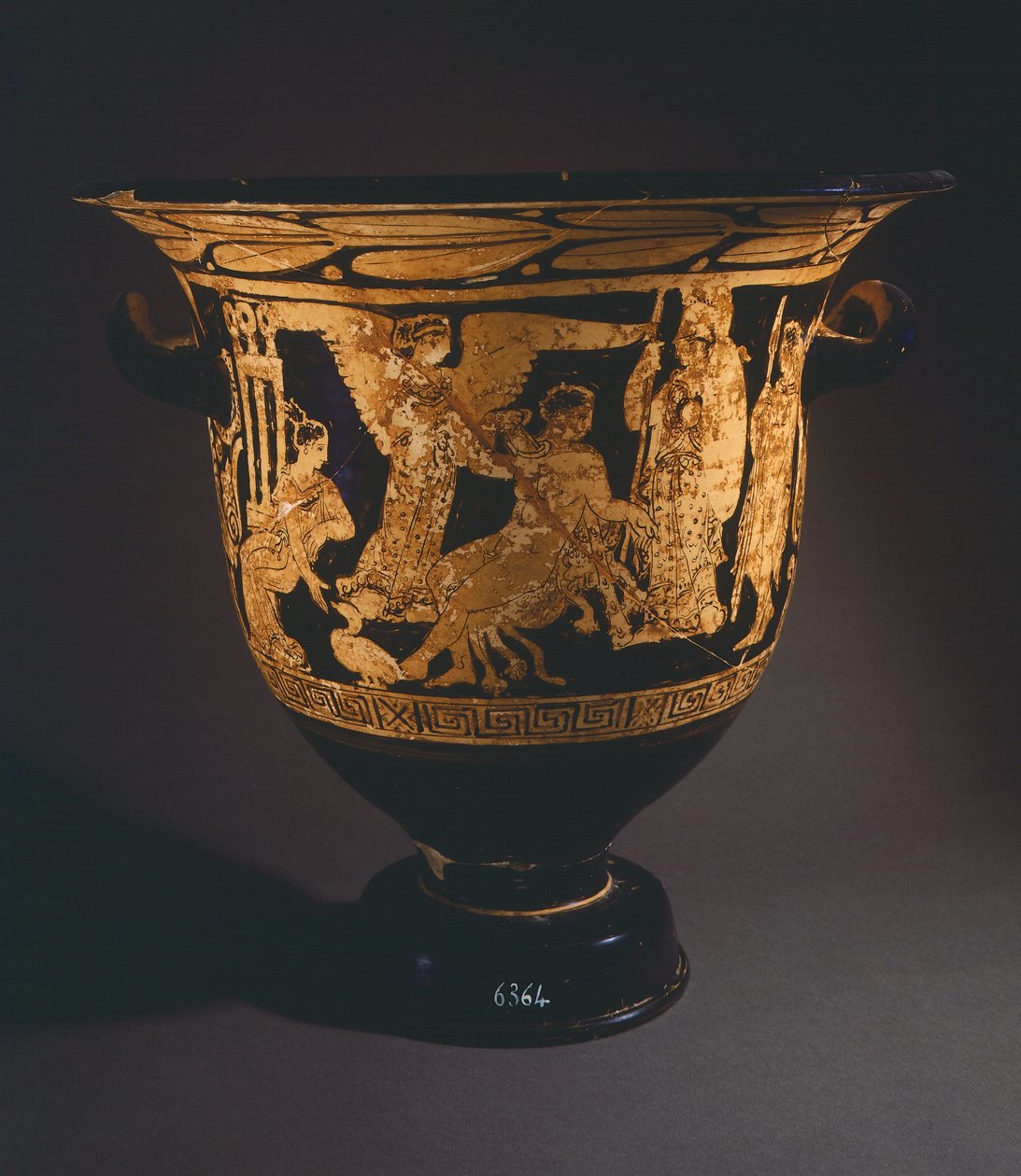 Krater (stor vase) af Nepi-maleren. Rød-figur keramik fra Corchiano (Lazio). Etruskisk civilisation, 4. århundrede f.Kr. af Etruscan