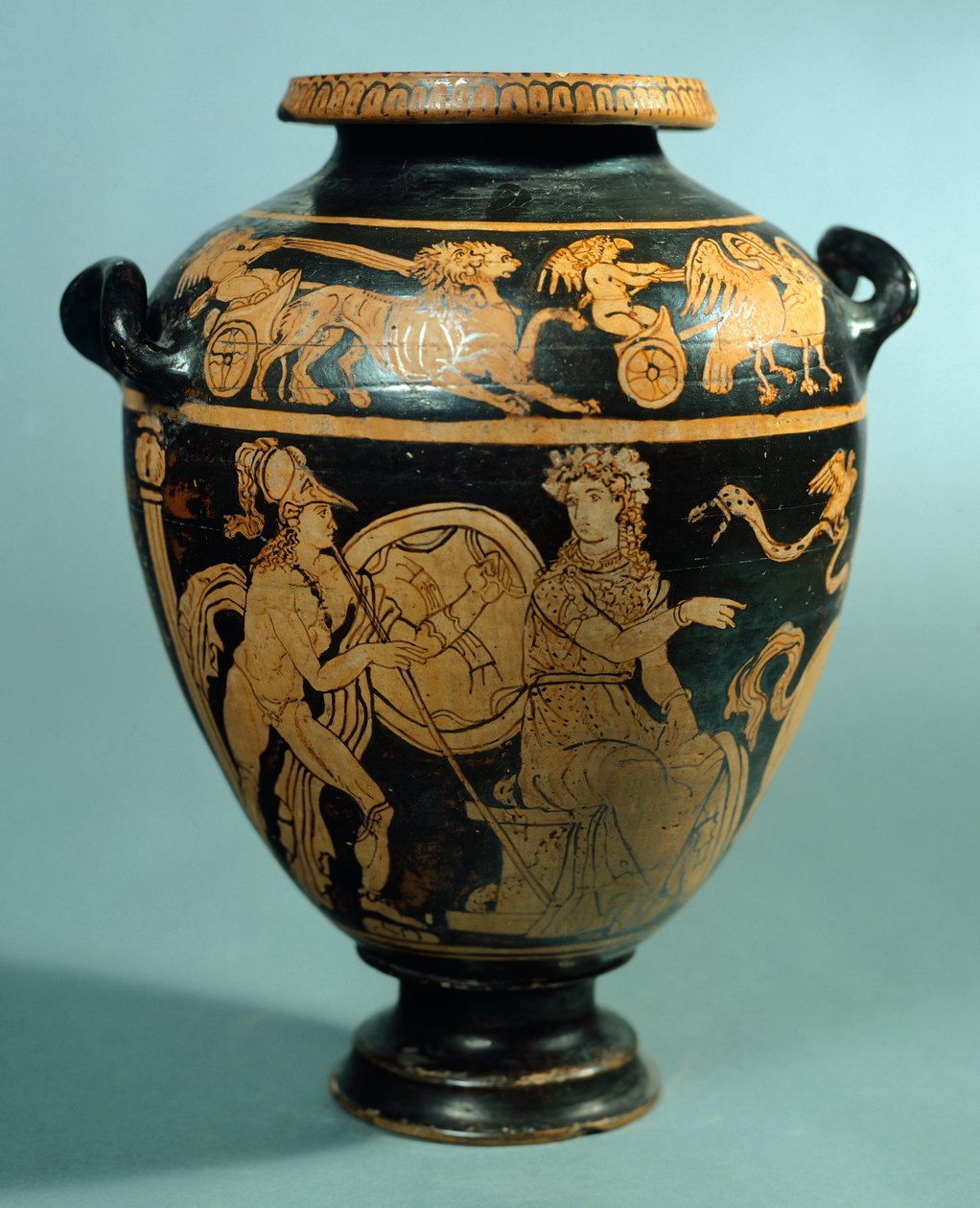 Stamnos, rød-figur keramik fra Vulci (Lazio). Etruskisk civilisation, 4. århundrede f.Kr. af Etruscan