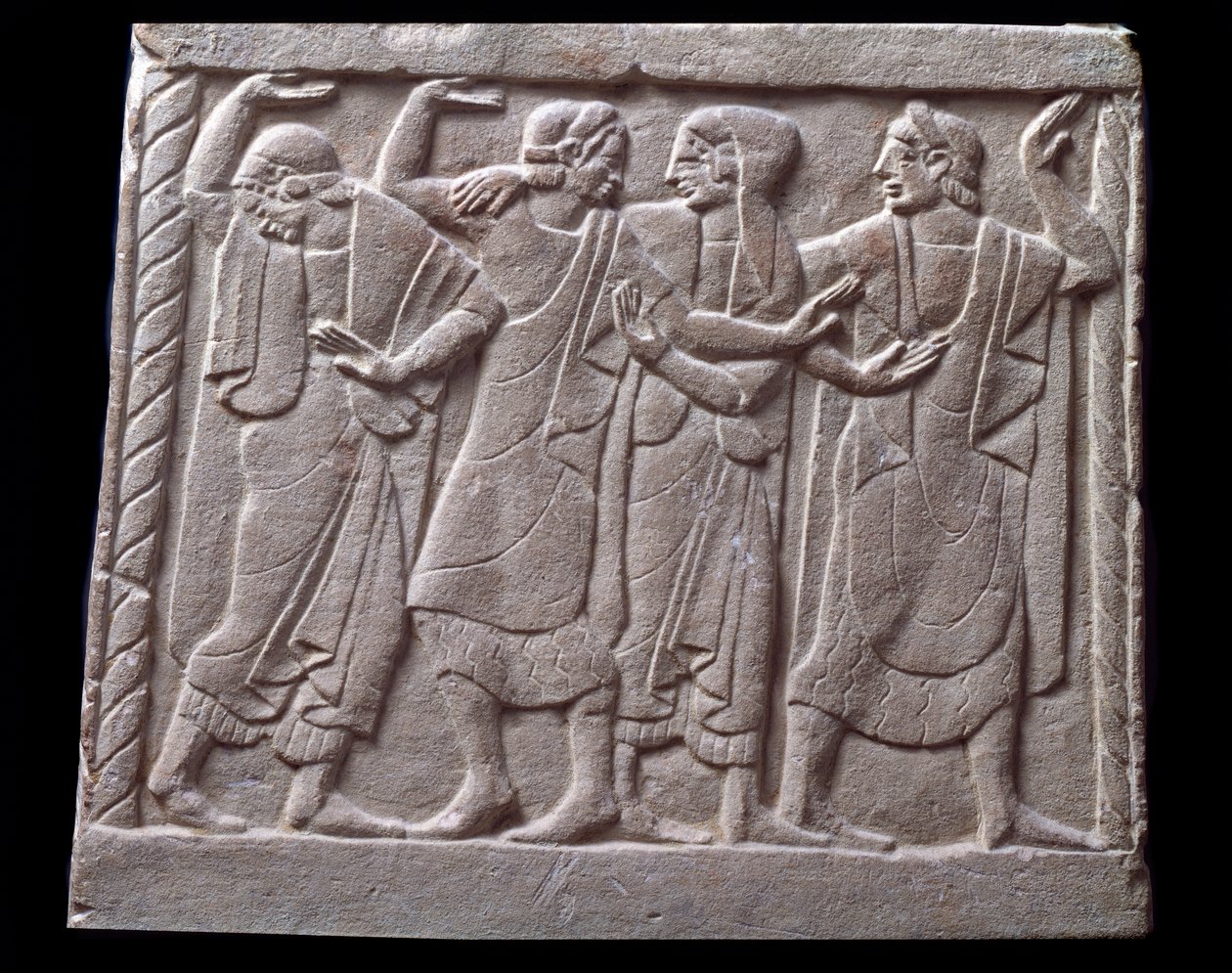 Dansescene, lavrelief af marmorgravsten af Etruscan Etruscan