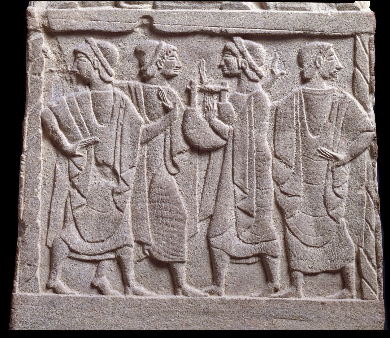 Dansescene, lavt relief af marmorgravsten af Etruscan Etruscan