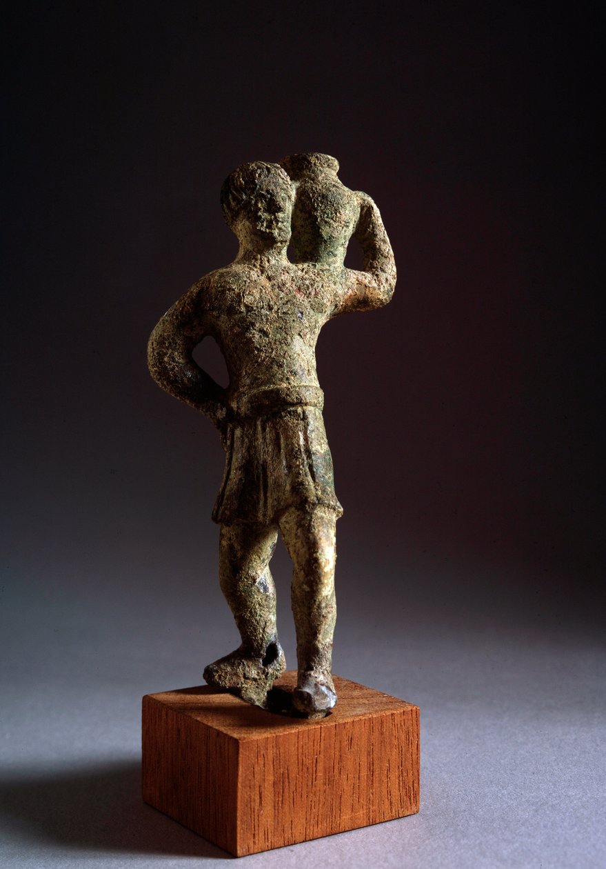 Etruskisk civilisation: tilbudsgiver - Bronzeskulptur, 3. - 2. århundrede f.Kr. Dim 12,3 cm Fra Brolio, Italien (etruskisk kunst, offermand, bronzeskulptur, fra Brolio, Italien, 3.-2. århundrede f.Kr., Dim 12,3 cm) Volterra Museo Guarnacci af Etruscan Etruscan