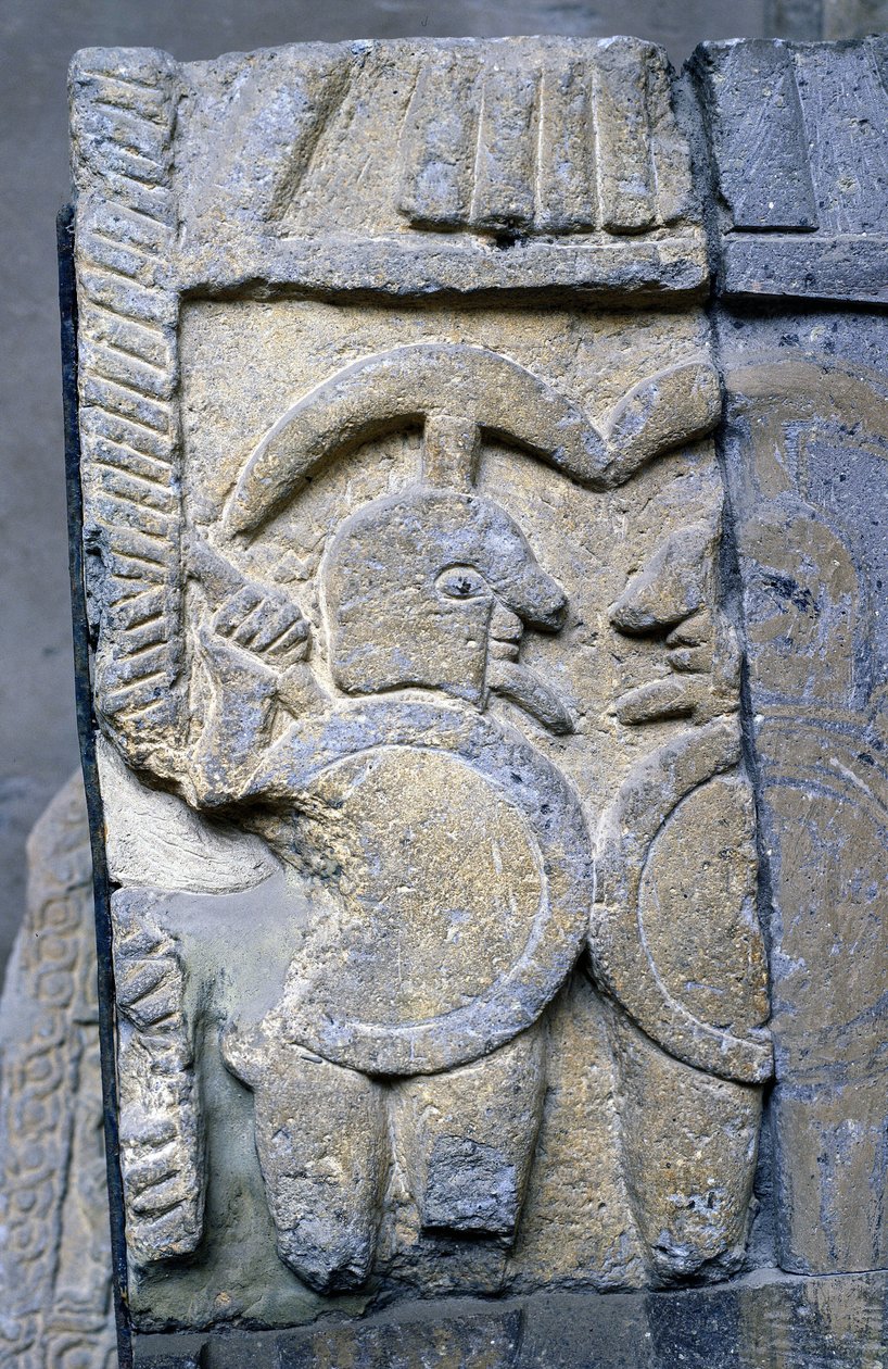 Etruskisk kriger på en sarkofag fra Nationalmuseet i Tarquinia. af Etruscan Etruscan