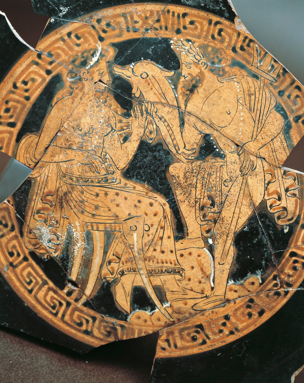 Keramik med røde figurer, indre dekoration af en krater med Poseidon og Amphitrite, etruskisk civilisation af Etruscan Etruscan