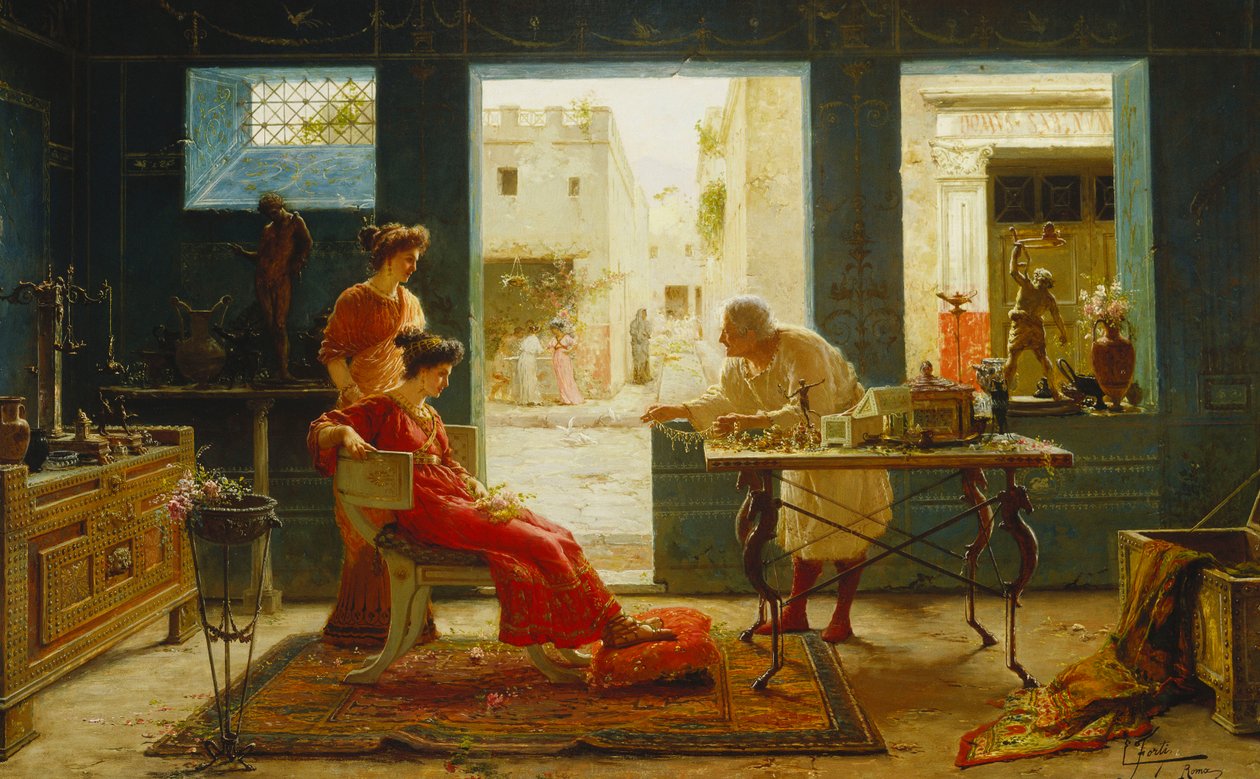 Pompeji Antikviteter (olie på lærred) af Ettore Forti