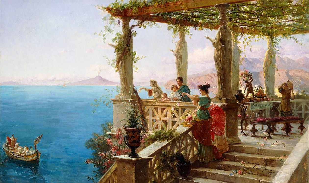 The Departure of the Master of the House (olie på lærred) af Ettore Forti