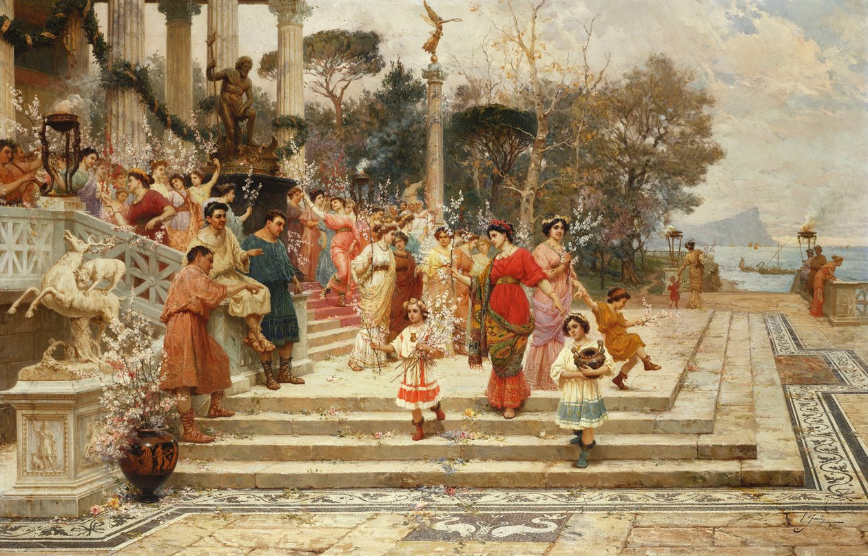 Neptuns fest; La Fete de Neptune (olie på lærred) af Ettore Forti