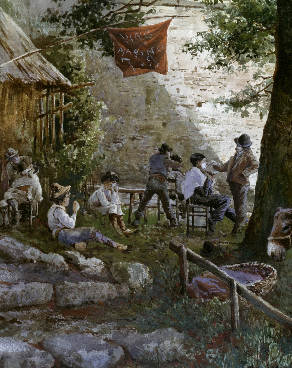 Angelica Gate i Rom, frisører udendørs af Ettore Roesler Franz