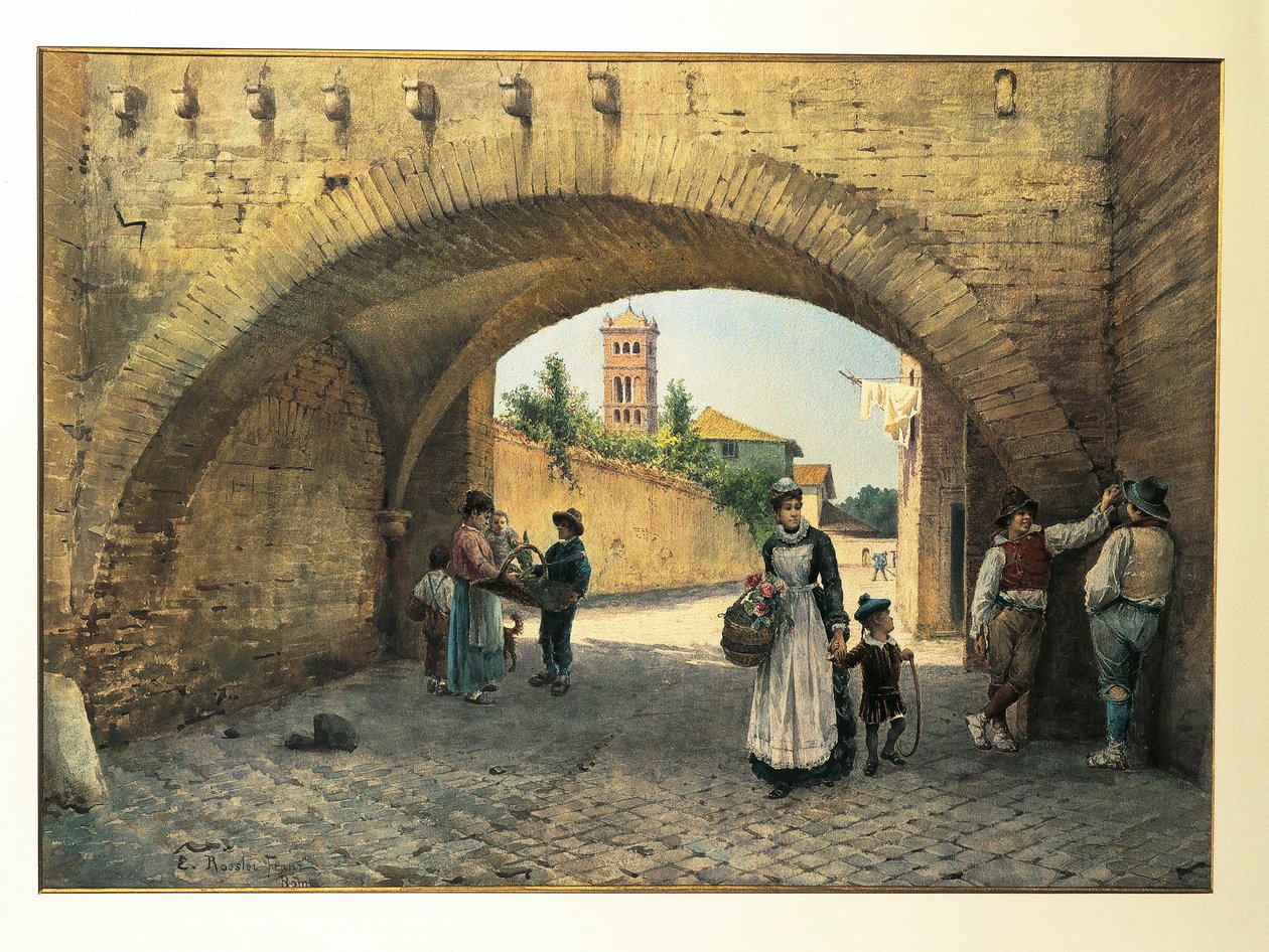 Italien, Rom, Tolomei-buen af Ettore Roesler Franz, akvarel af Ettore Roesler Franz