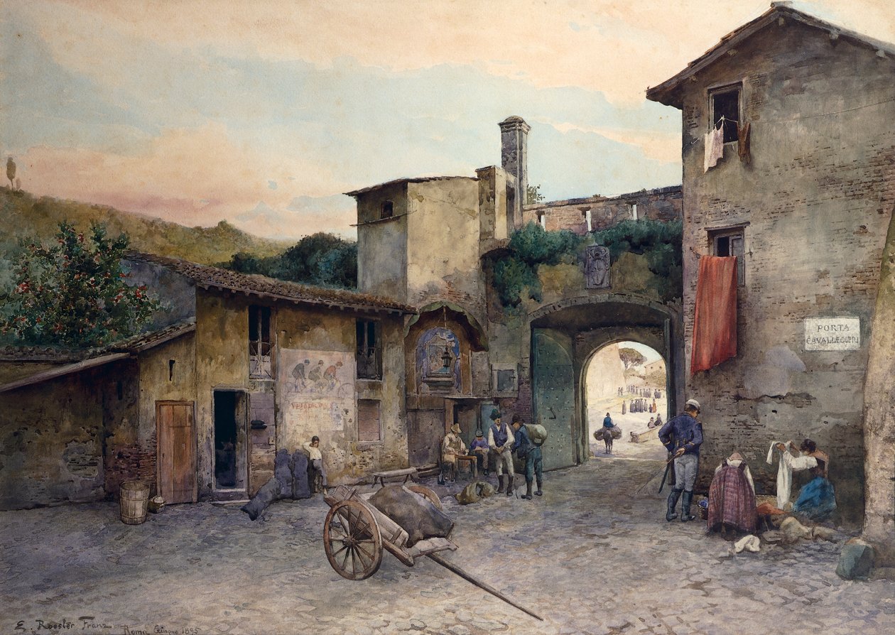 Port Cavalry (Porta Cavalleggeri) i Rom fra serien Roma sparita (Forsvundet Rom) af Ettore Roesler Franz