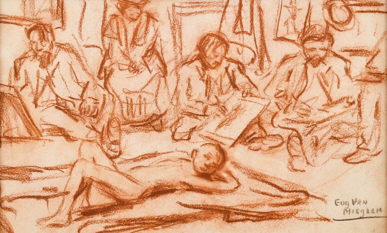 Augustine blandt tegnende kunstnere af Eugeen van Mieghem