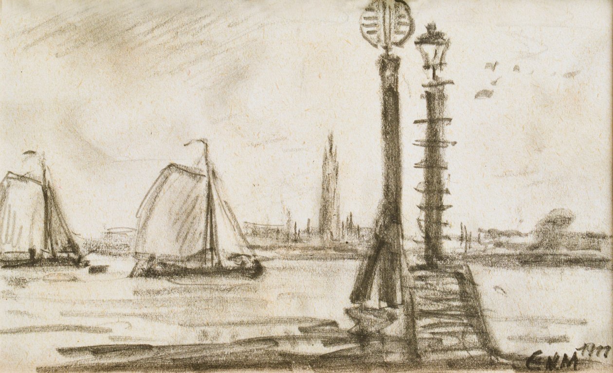 Sejlskibe på Schelde af Eugeen van Mieghem