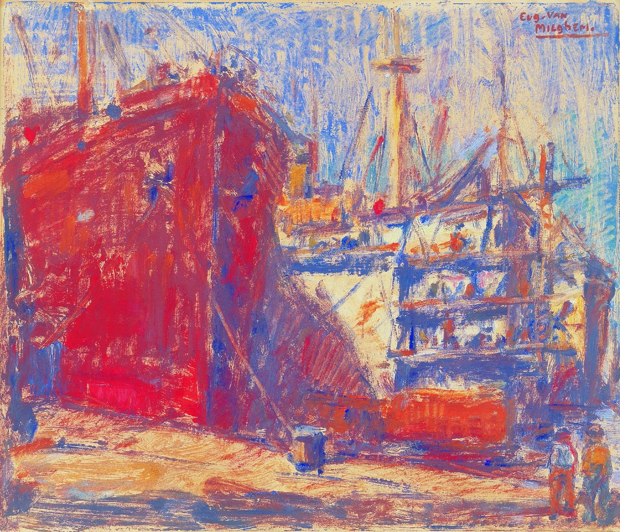 Skibe i havnen af Eugeen van Mieghem