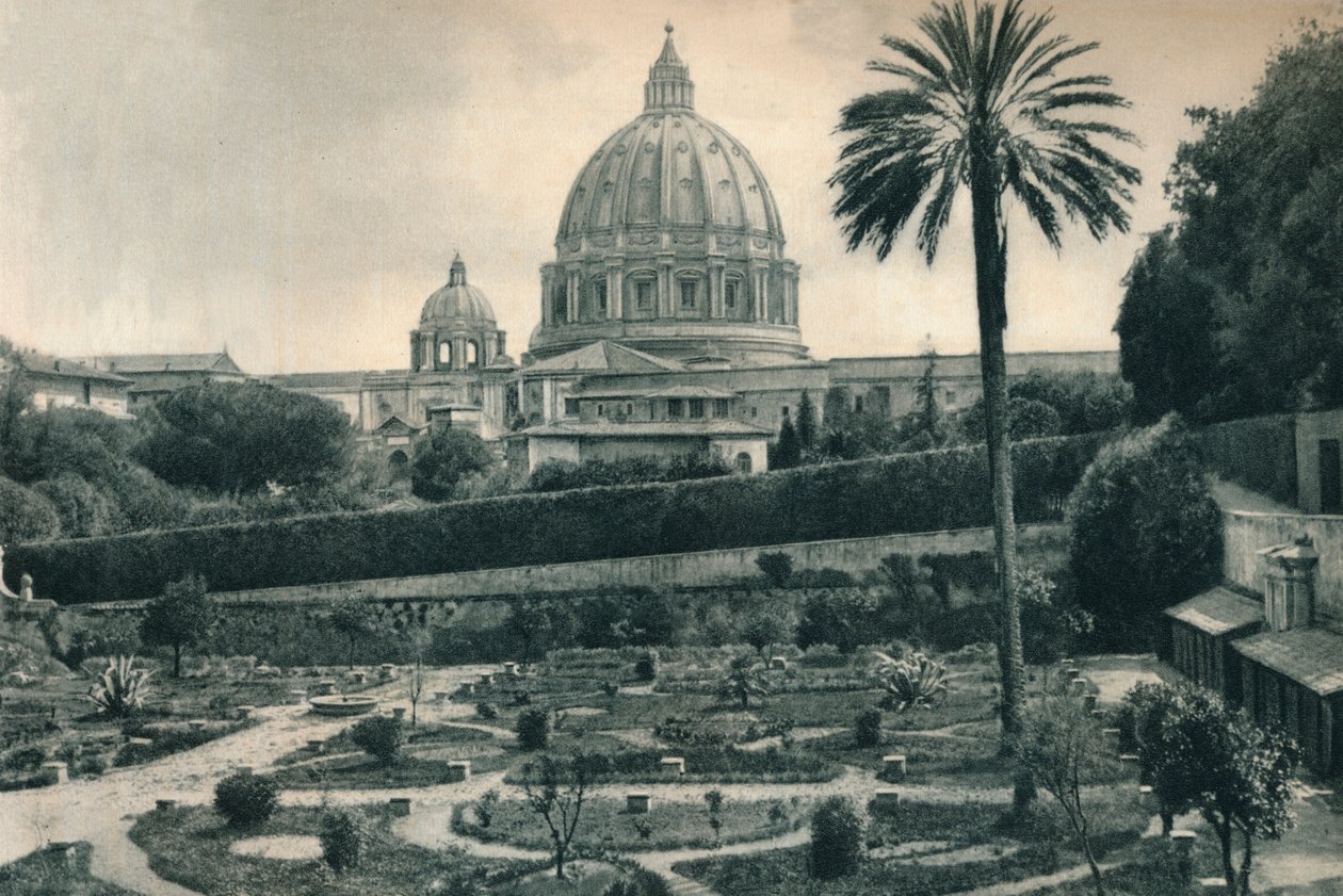 Vatikanets haver og Peterskirkens kuppel, Rom, Italien, 1927 af Eugen Poppel