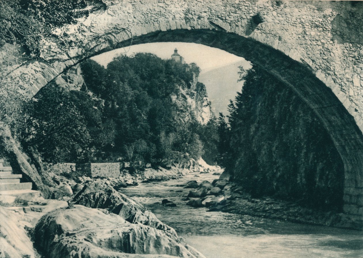 Passerfloden og Zeno-slottet, Merano, Sydtyrol, Italien, 1927 af Eugen Poppel