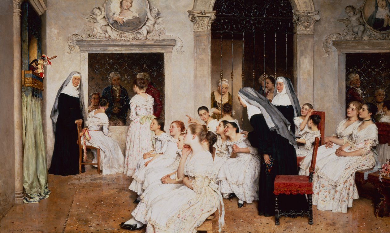Klosterscene i Venedig (olie på lærred) af Eugen von Blaas