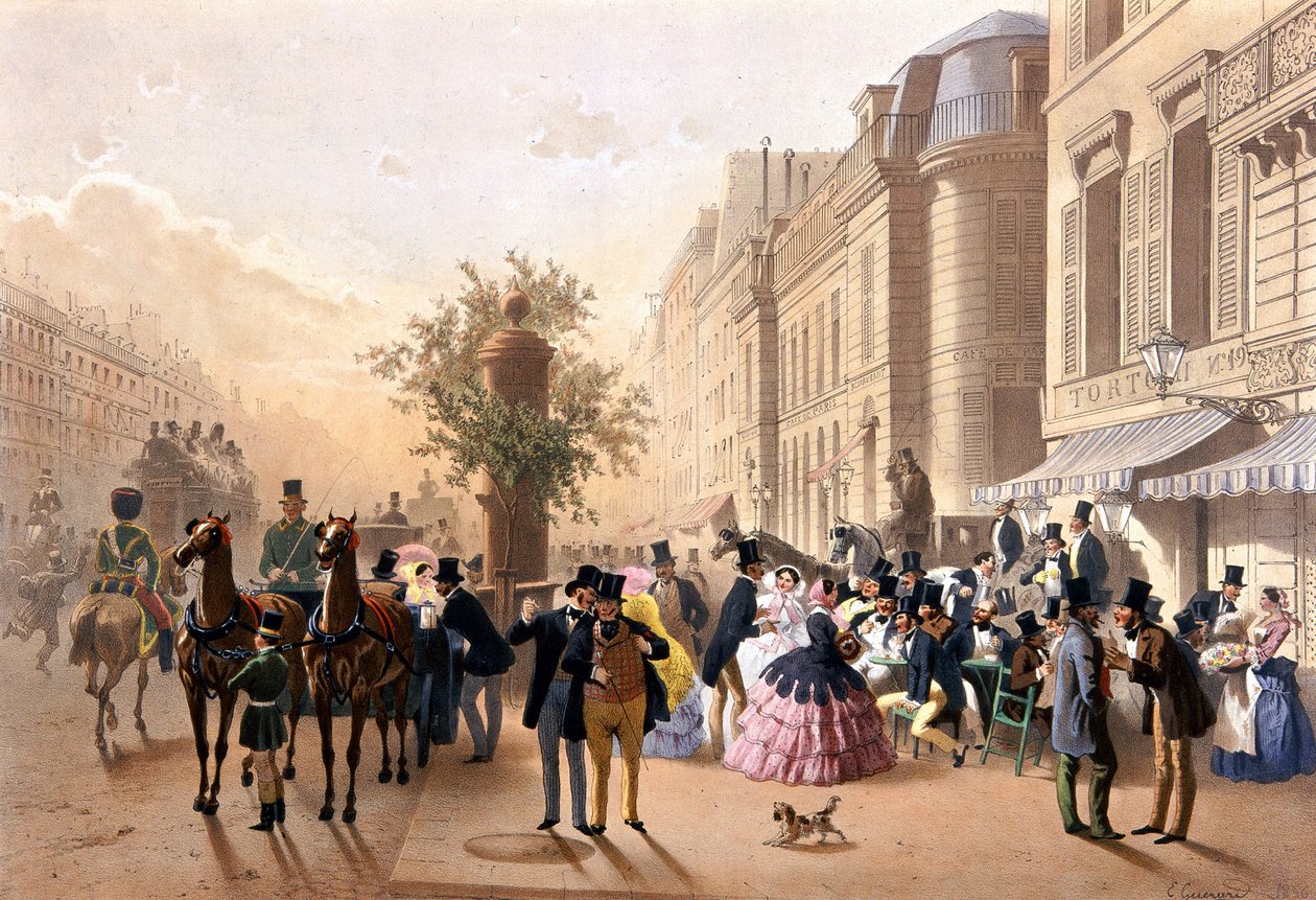 Boulevard des Italians (foran Tortoni) - Litografi af Guérard af Eugen von Guerard