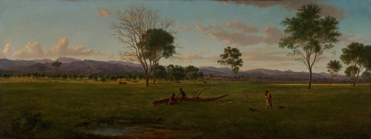Udsigt over Gippsland -alperne, fra Bushy Park ved floden Avon af Eugene von Guérard