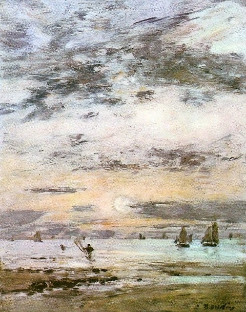 Seascape - Solnedgang af Eugene Louis Boudin